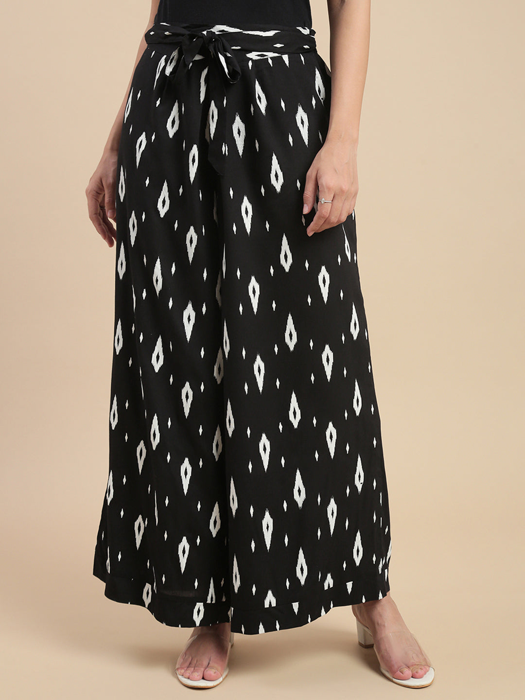 De Moza Women's Officewear Co-ords (Crop Shirt & Palazzo) Black - De Moza