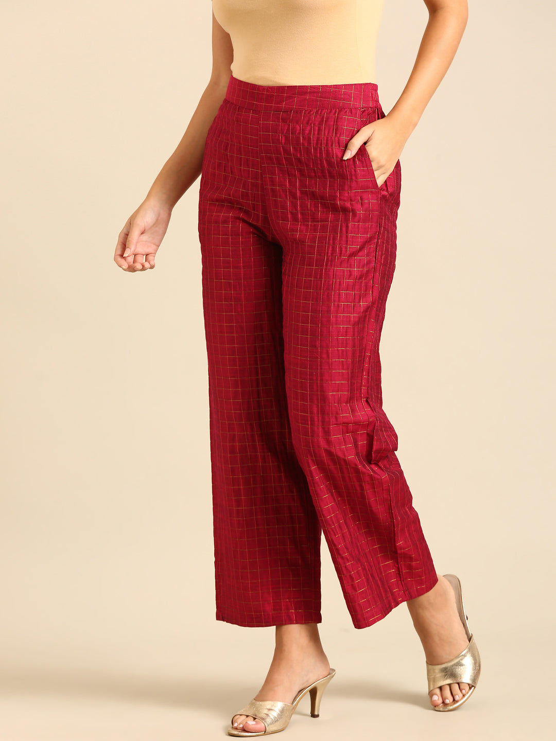 Palazzo Checked-Pink - De Moza