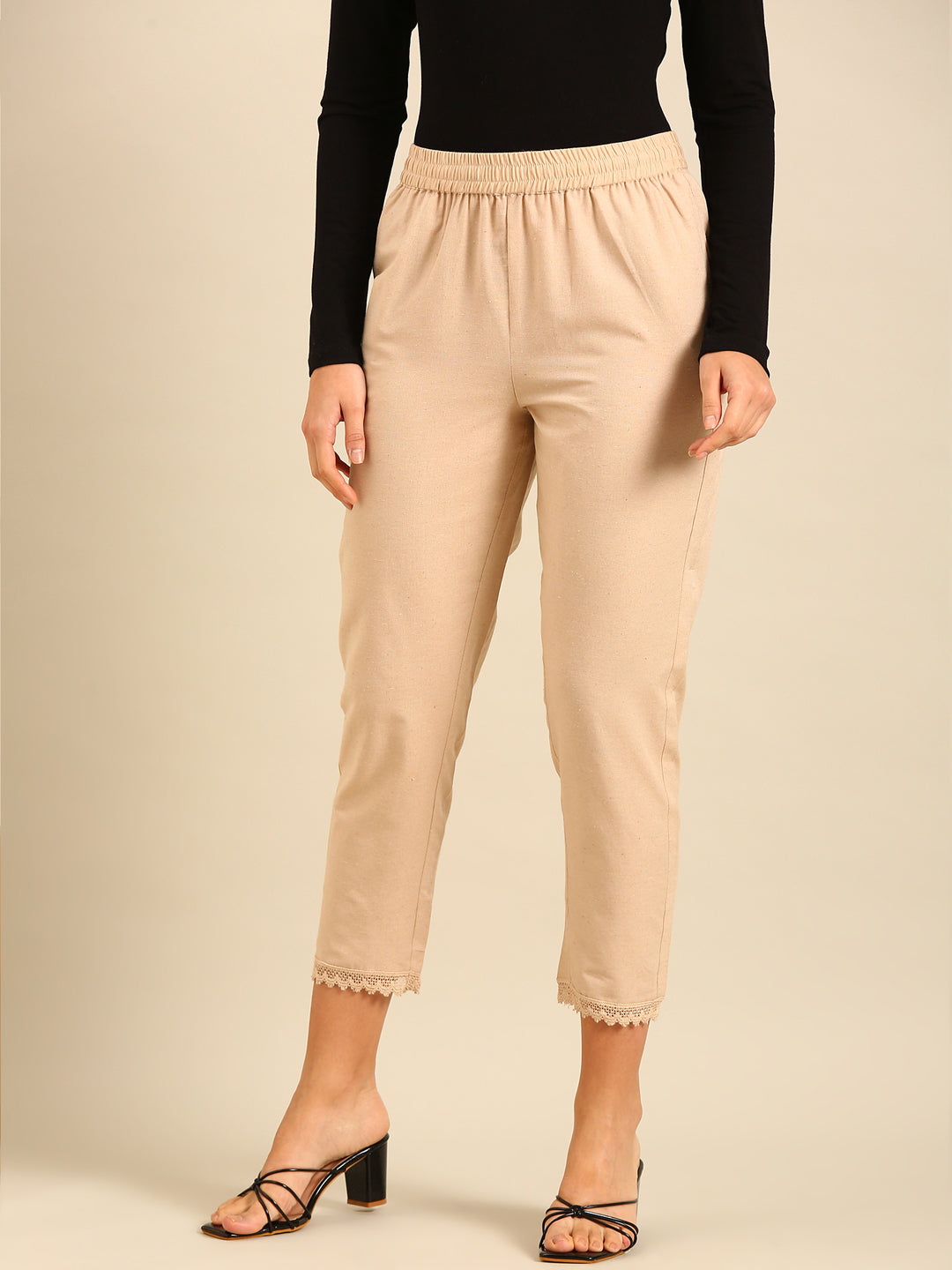 Straight Pant-Beige - De Moza