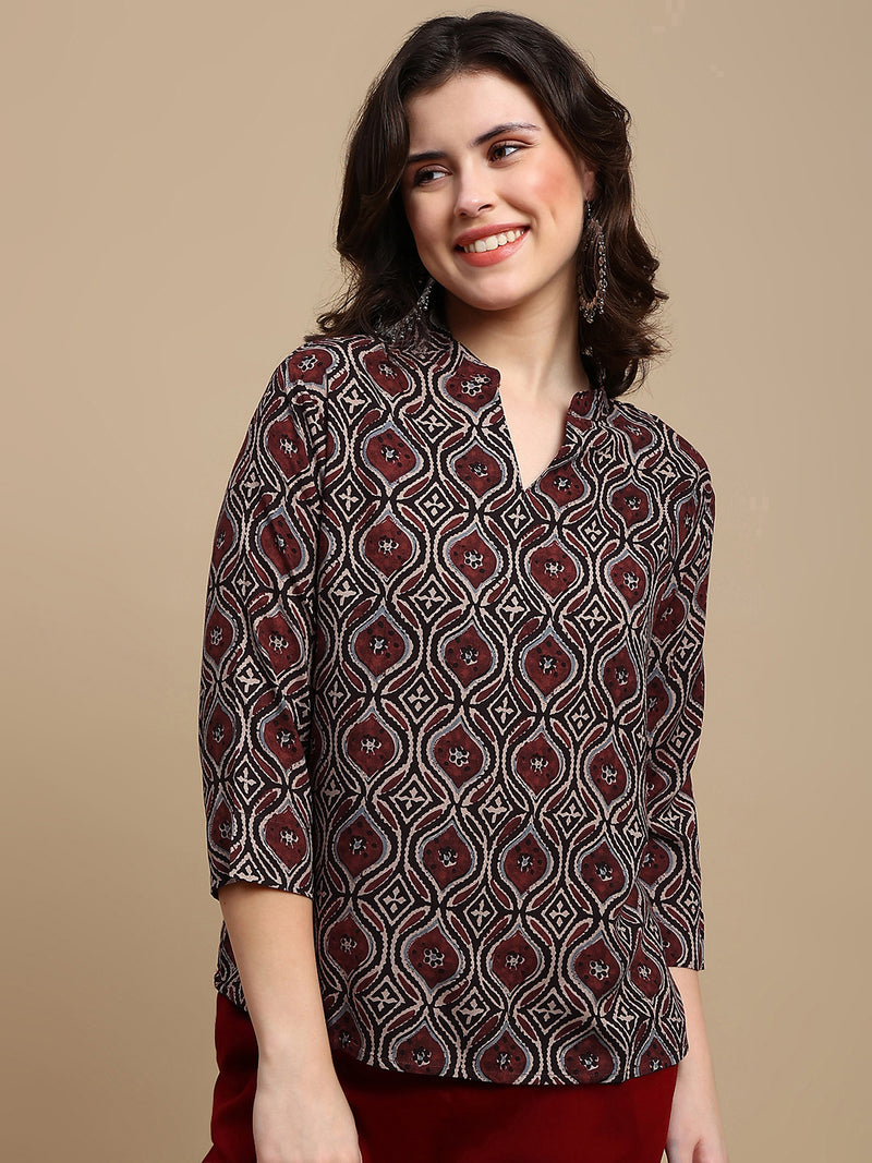 De Moza Women Festive Top Maroon - De Moza