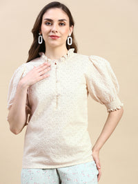 Sciffly Embroidery Top-White - De Moza