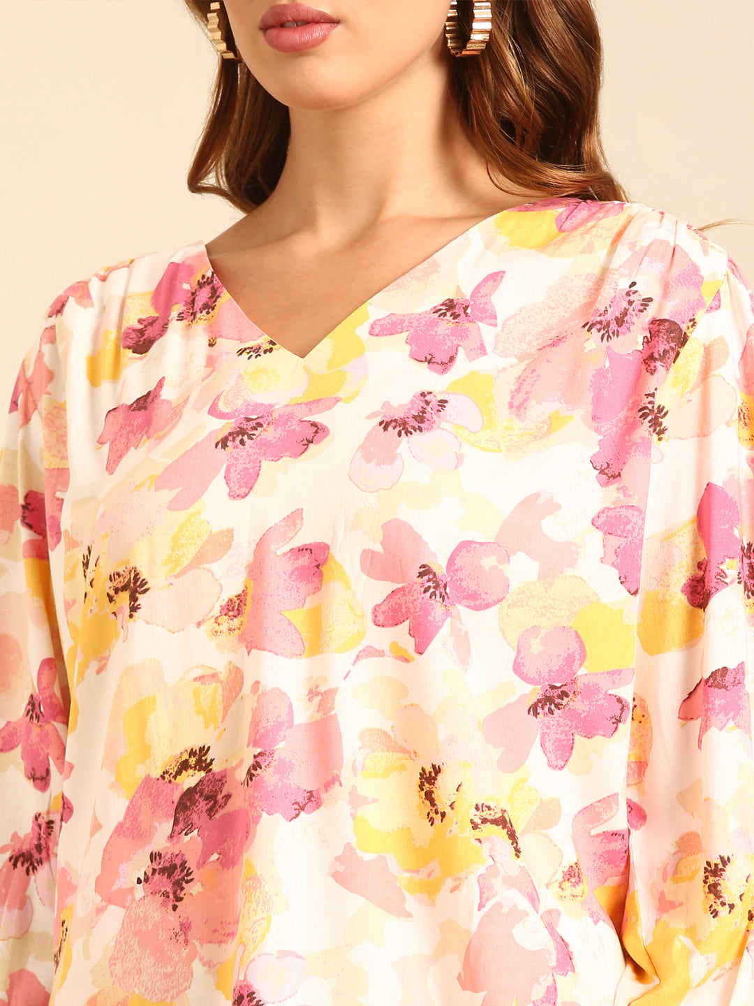 Co-Ord Set Floral Print (Casual Top & Palazzo)-Pink - De Moza