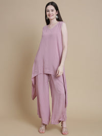 De Moza Women Woven Rayon Hi-Twist Top Light Pink - De Moza