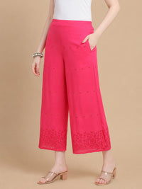 De Moza Women Woven Viscose Relaxed Fit Culottes with Functional Pockets Pink - De Moza