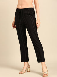 Straight Pant Printed-Black - De Moza