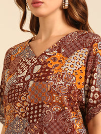 Printed Top-Brown - De Moza
