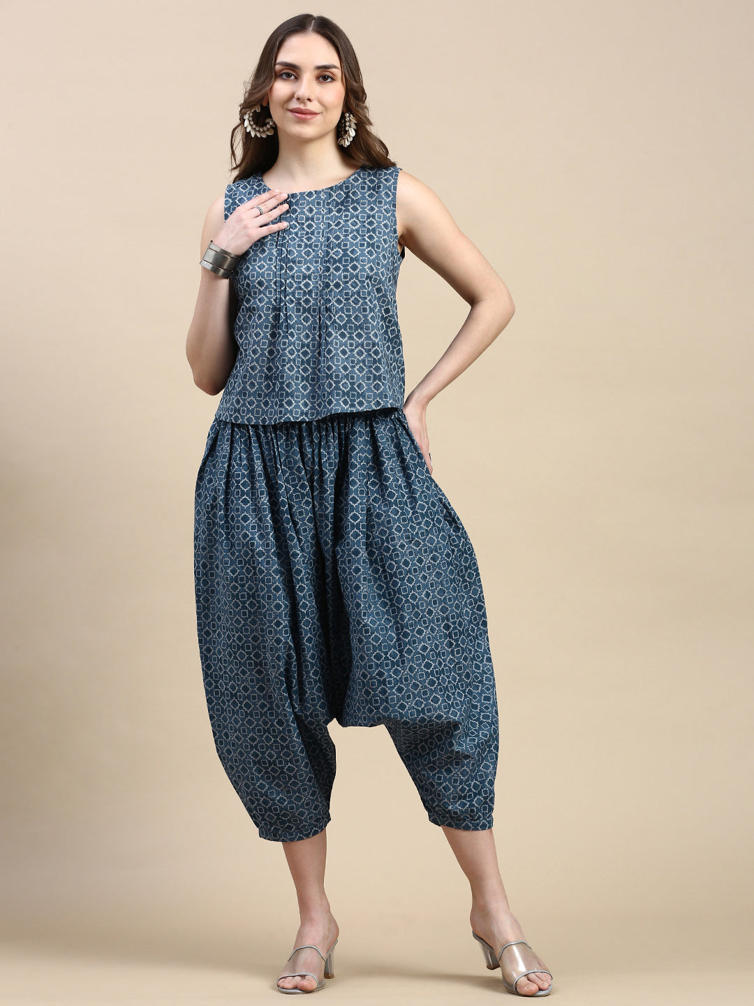 Harem Pant AOP-Indigo - De Moza