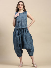 Harem Pant AOP-Indigo - De Moza