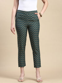 Straight Pant AOP-Green - De Moza