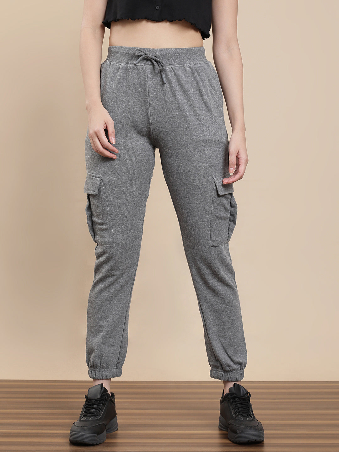 De Moza Women Casual Jogger Anthra Melange