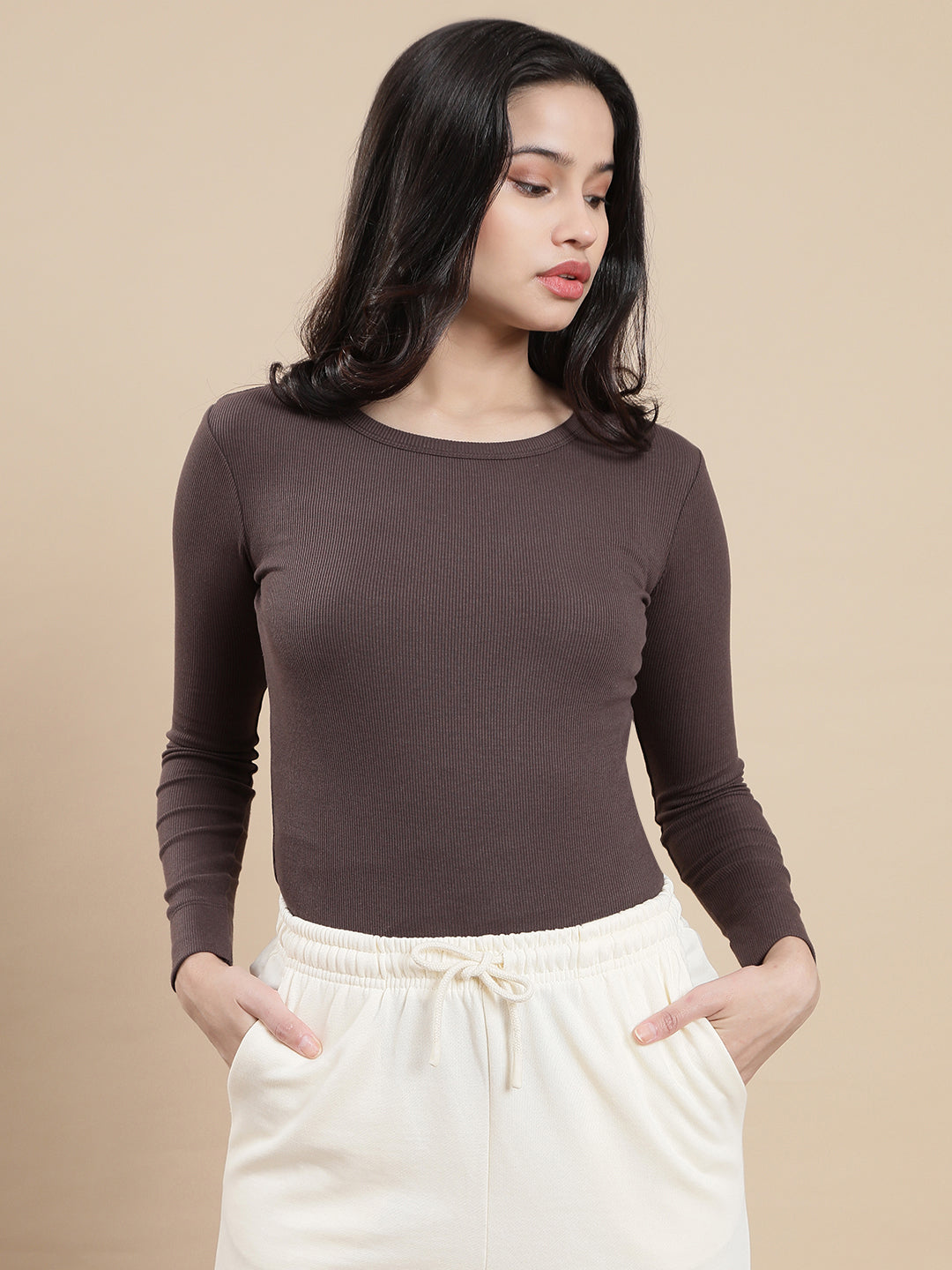 De Moza Women Casual Top Chocolate Brown