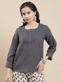 De Moza Women Casual Top Dark Grey