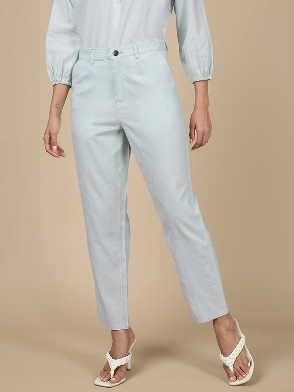 Casual Straight Pant-Ice Blue - De Moza