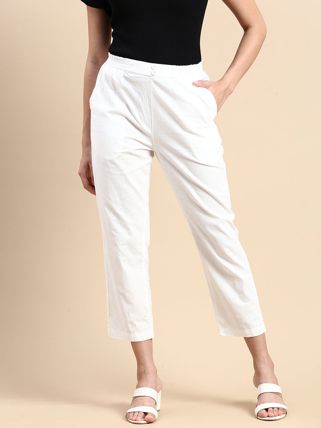 De Moza Women Casual Pant Natural