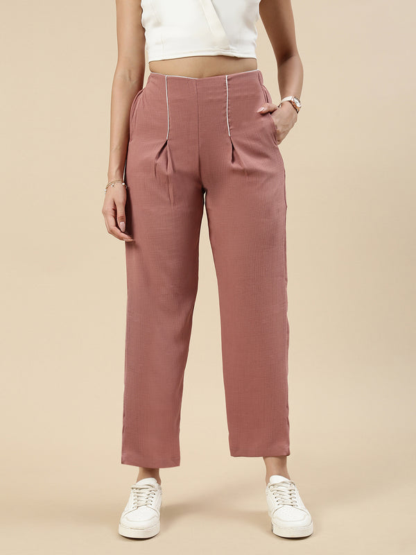 Pleated Pants-Rust - De Moza