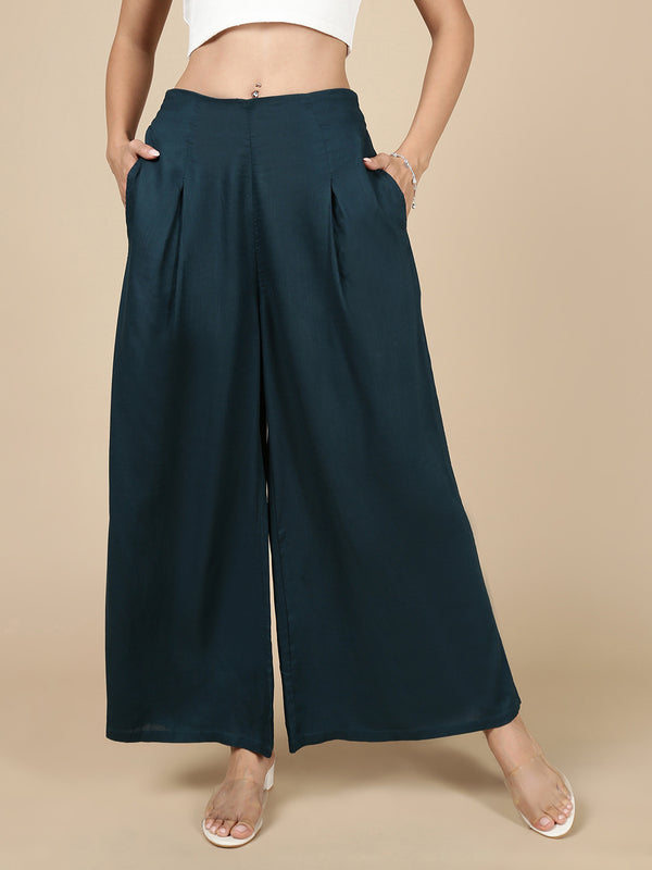 Pleated Palazzo-Teal - De Moza