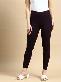 Ankle Length Leggings Viscose-Deep Purple - De Moza
