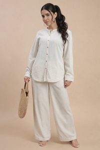 De Moza Women's Officewear Co-ords (Tunic Shirt & Palazzo) Natural - De Moza