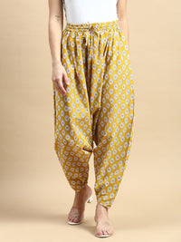 Harem Pant All Over Print-Mustard - De Moza