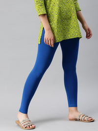 De Moza Ladies Ankle Length Leggings Solid Cotton Cobalt