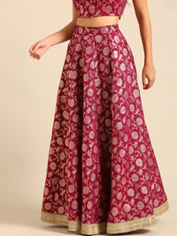 Co-Ord Set (Blouse & Skirt)-Purple - De Moza