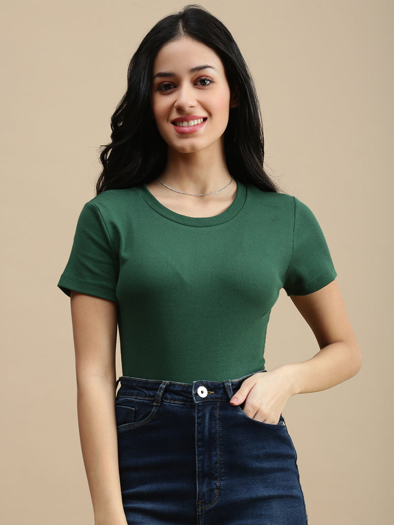 De Moza Women Casual Top Dark Green