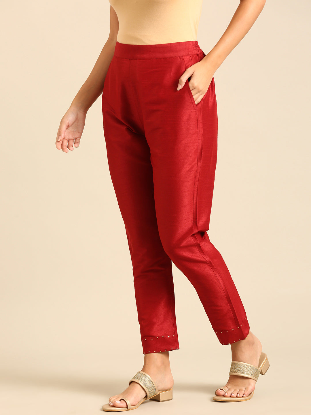 Cigarette Pant-Red - De Moza