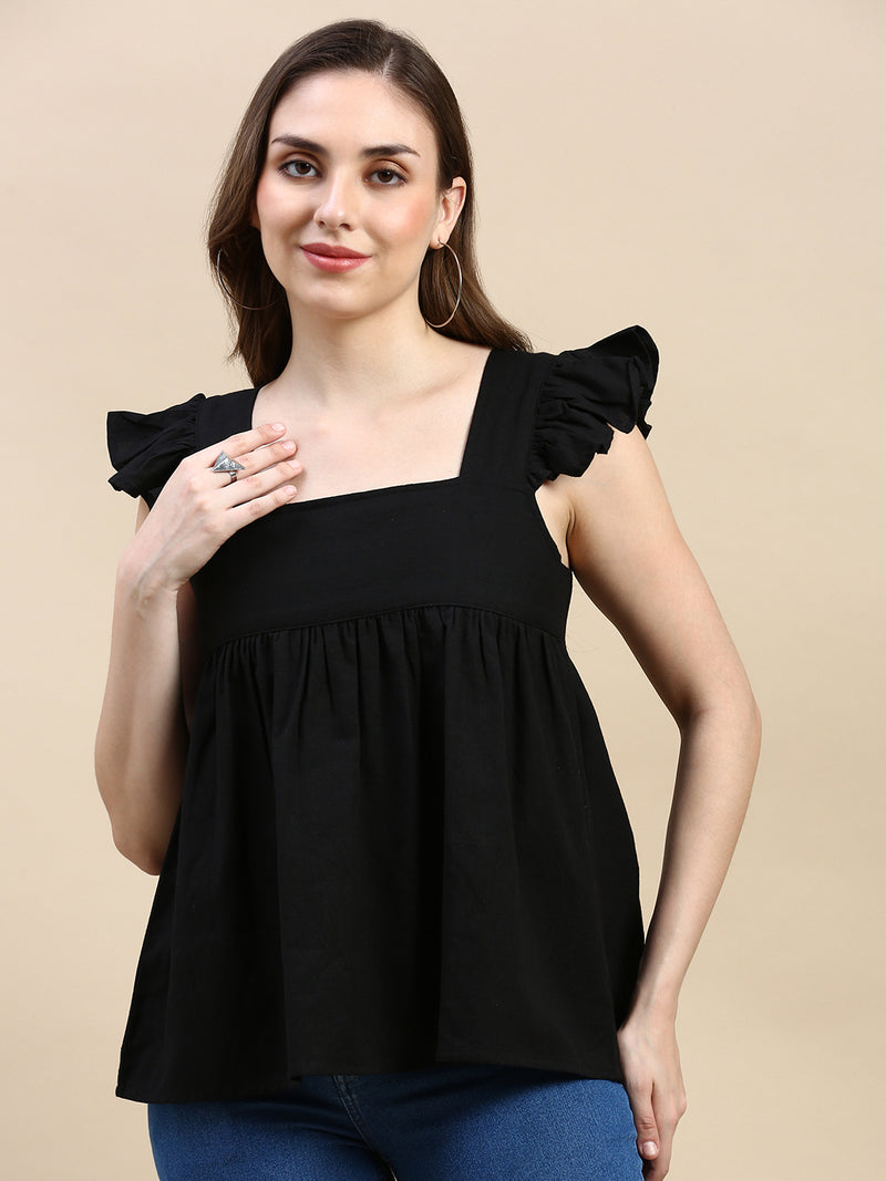 Crop Top-Black - De Moza