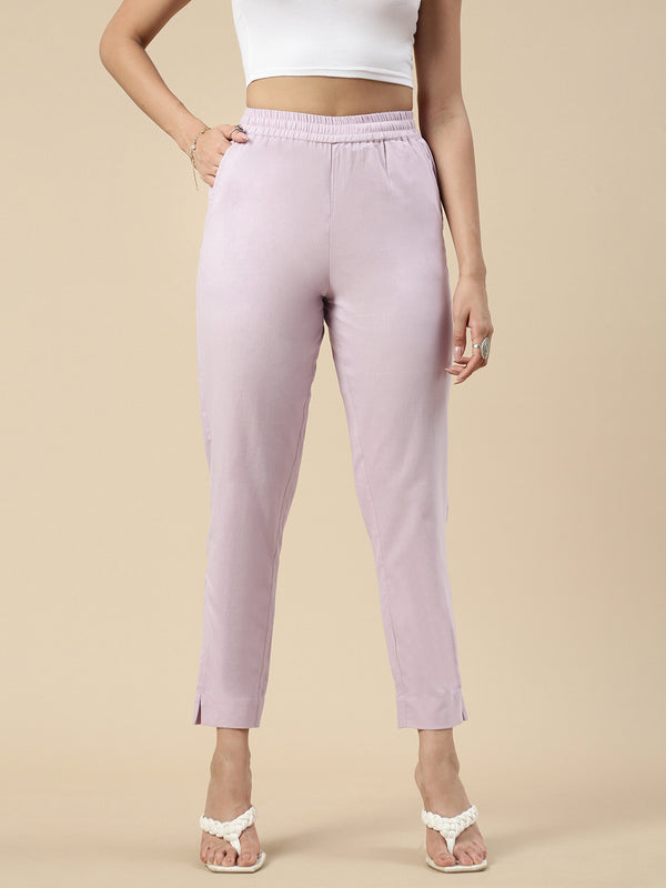 Casual Straight Pant-Lilac - De Moza