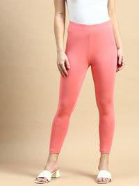 Ankle Length Leggings Viscose-Dark Coral - De Moza