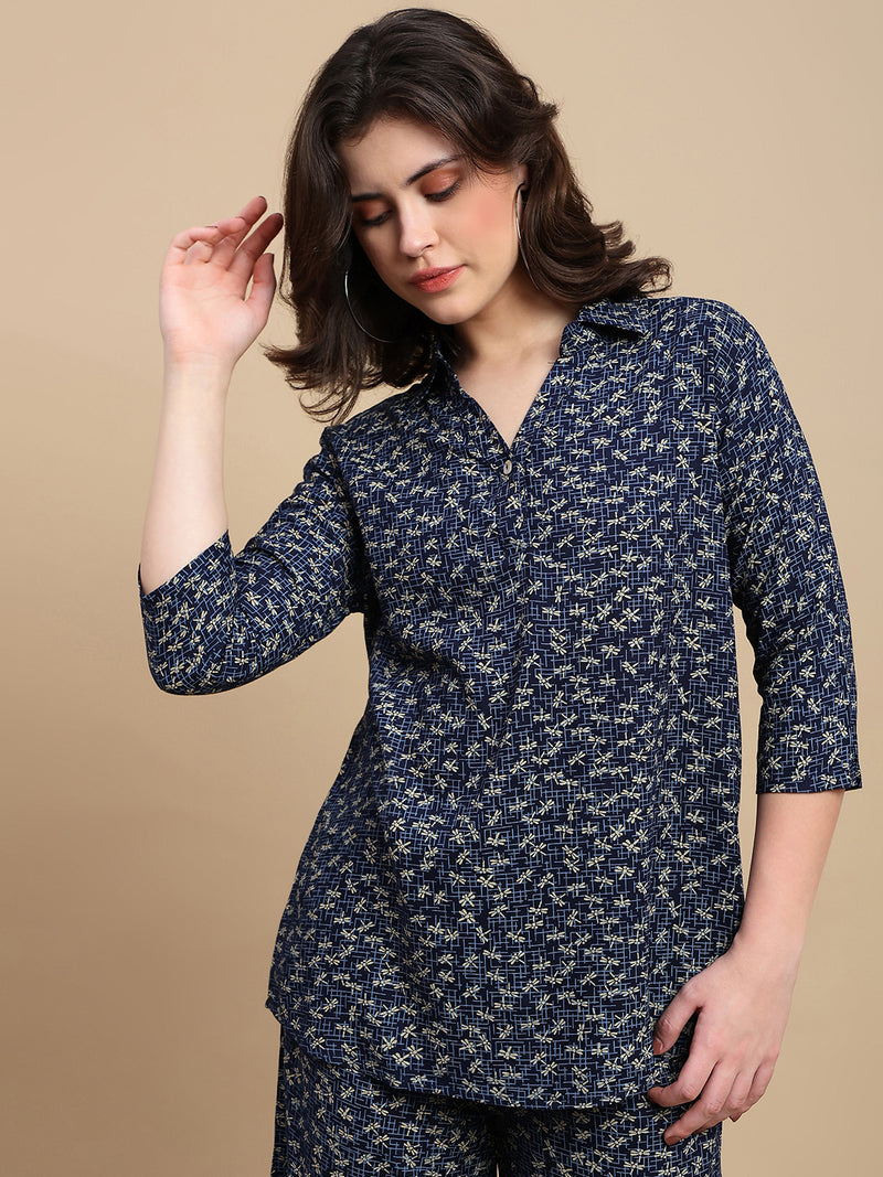 De Moza Women Festive Top Navy Blue - De Moza