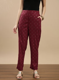 De Moza Women Festive Pants Maroon - De Moza