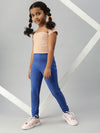 De Moza Girls Solid Jegging Royal Blue