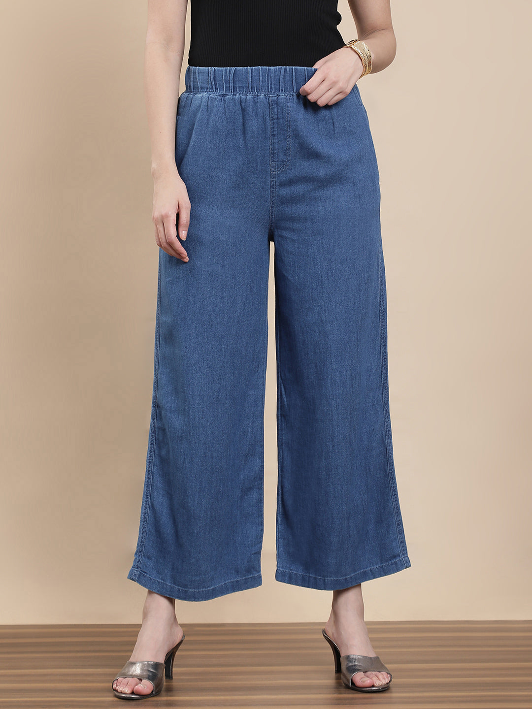 De Moza Women Casual Palazzo Mid wash