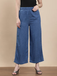 De Moza Women Casual Palazzo Mid wash