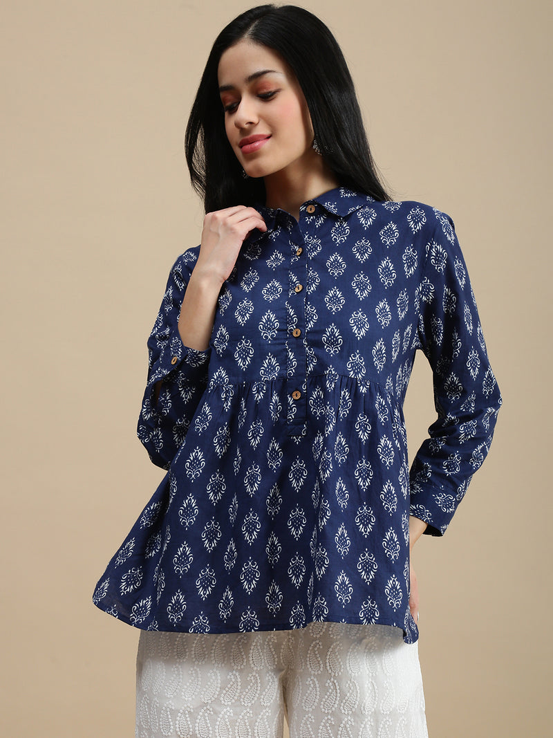De Moza Women Casual Top Indigo