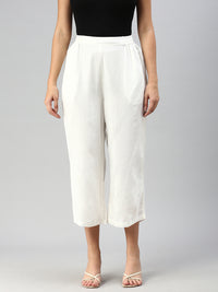 De Moza Women Crop Palazzo Offwhite