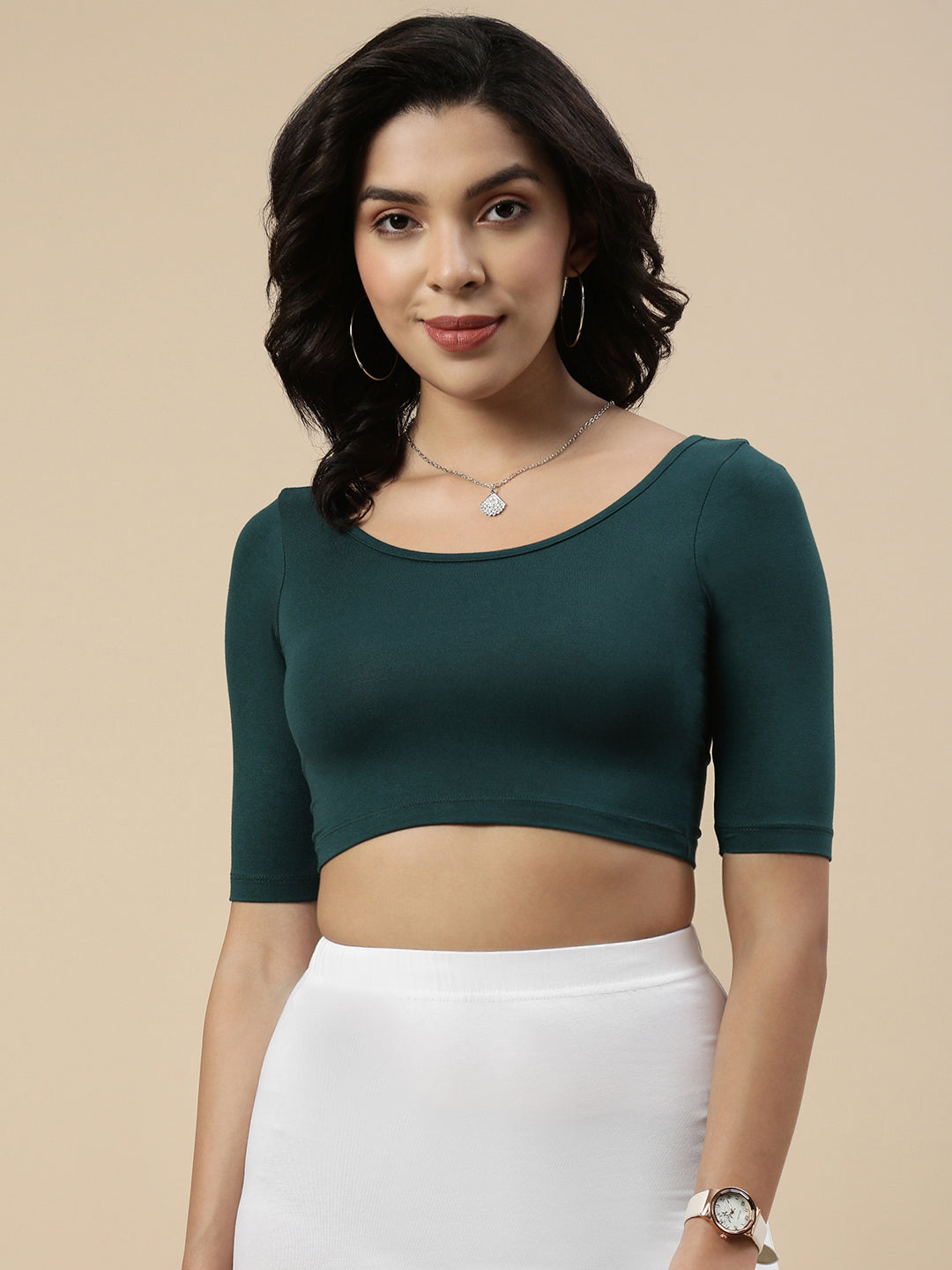 Blouse-Bottle Green - De Moza