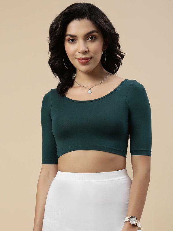 Blouse-Bottle Green - De Moza