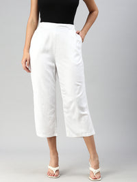 De Moza Women Crop Palazzo White