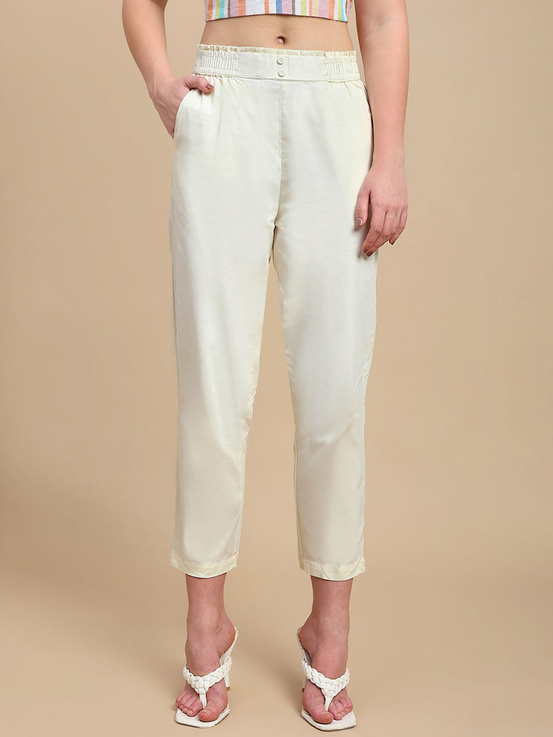 De Moza Women Casual Pants Natural - De Moza