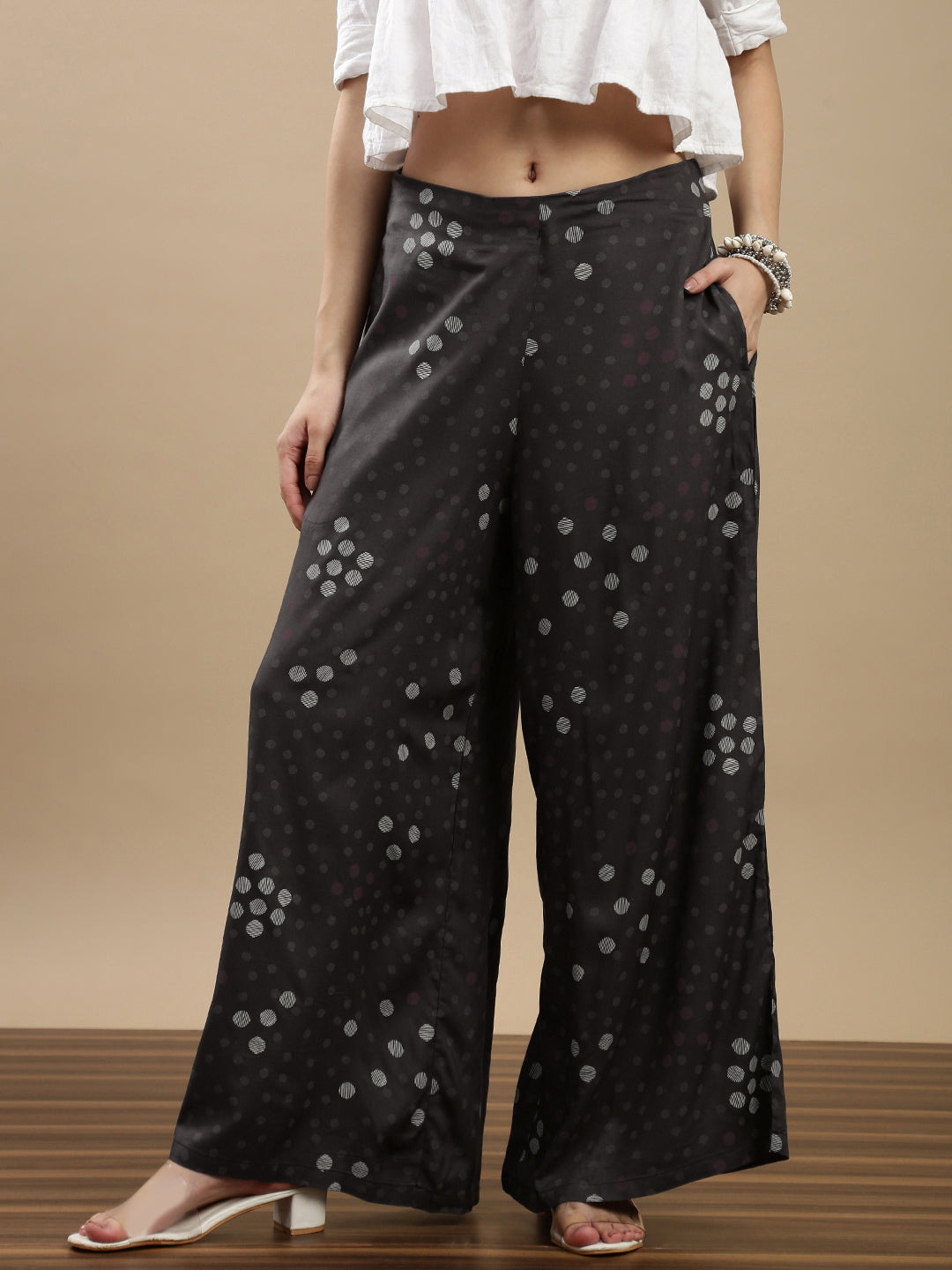 De Moza Women Casual Palazzo Dark Grey - De Moza