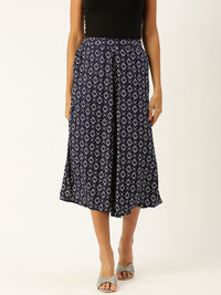 De Moza Ladies Printed Culottes Indigo