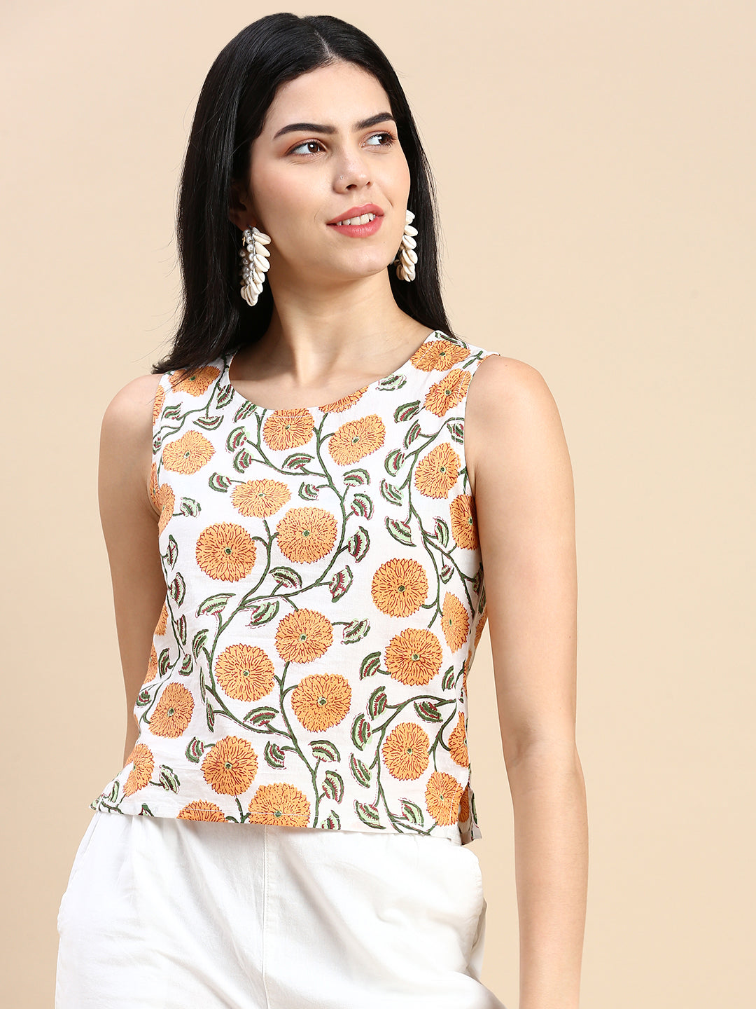 De Moza Women Printed Crop Top White - De Moza