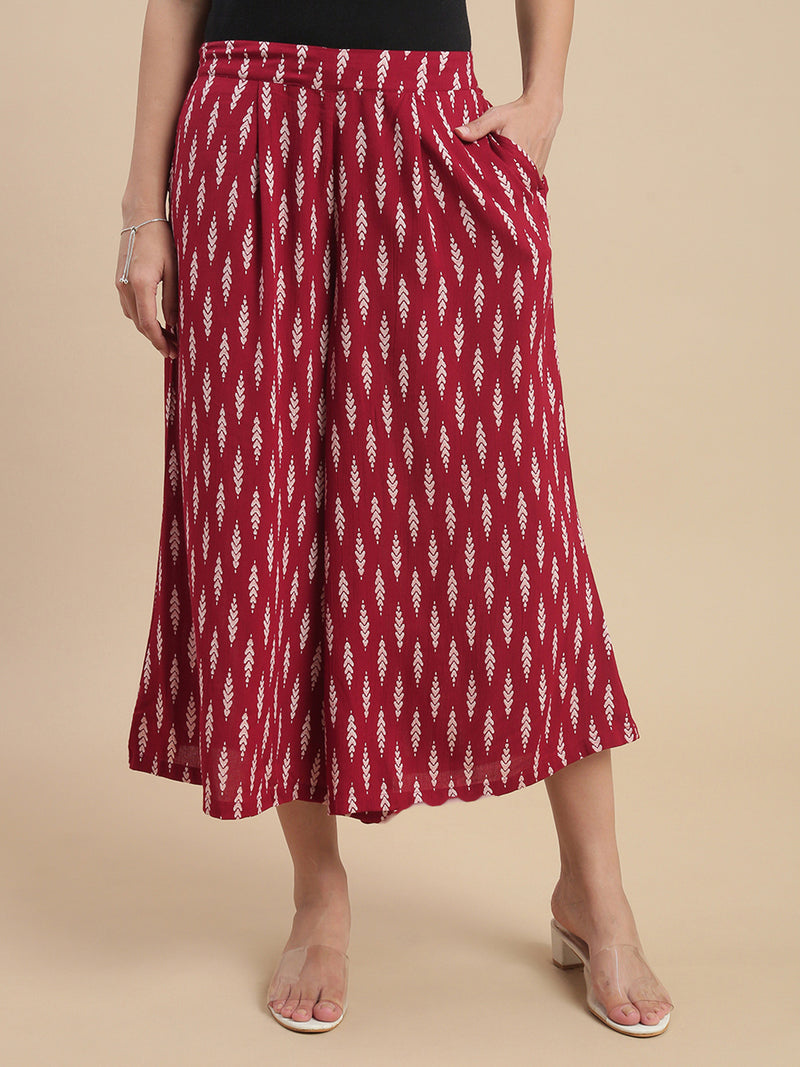 De Moza Women Casual Culottes Maroon - De Moza