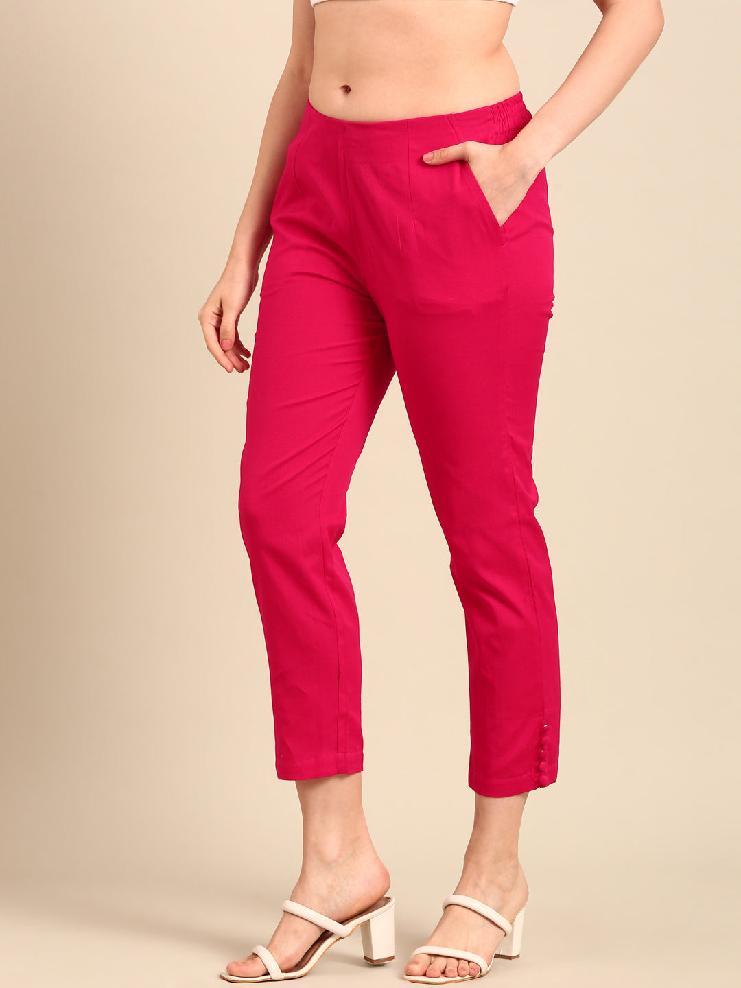 Cigarette Pants-Fuchsia - De Moza