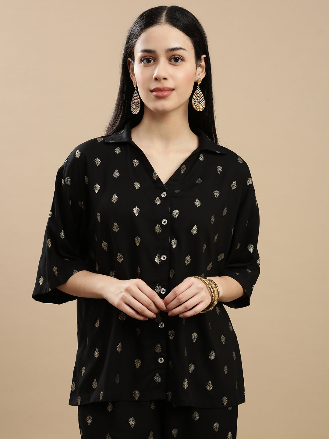 De Moza Women Festive Top Black