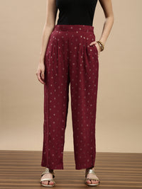 De Moza Women Festive Palazzo Maroon - De Moza