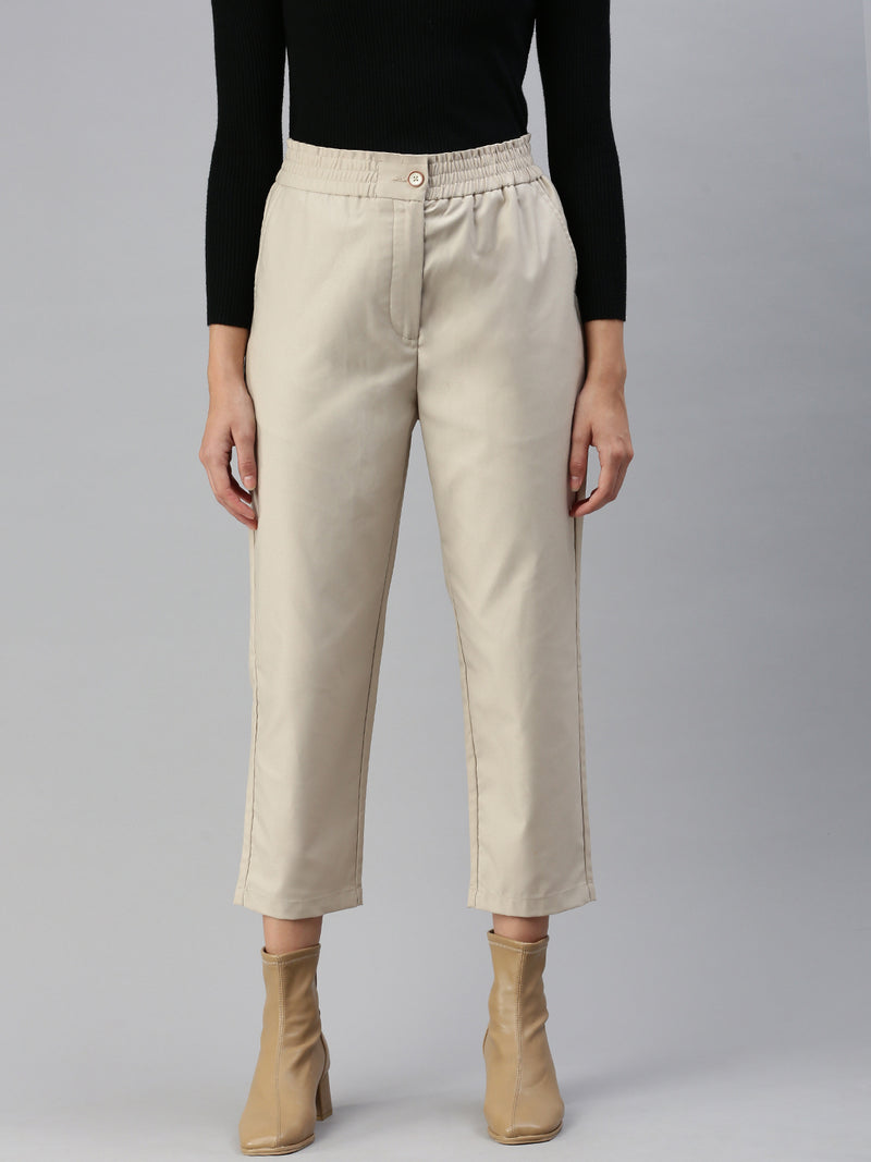 De Moza Women Formal Pant Beige