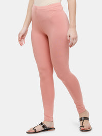 De Moza Ladies Ankle Length Leggings Solid Cotton Light Peach